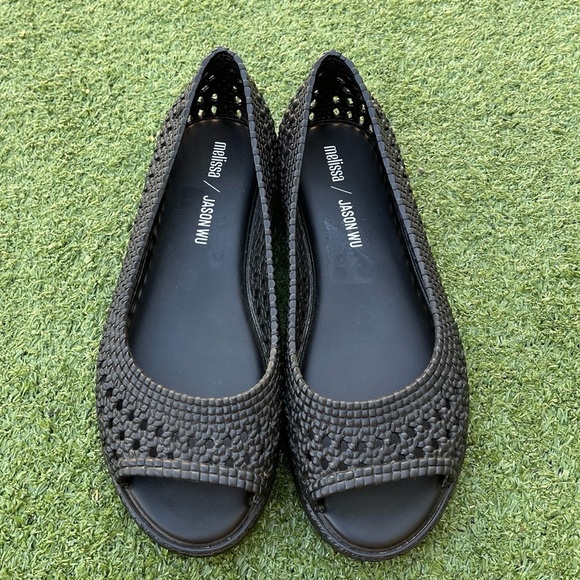 Melissa x jason Wu Black Woven Open Toe Shoes Preowned summer condition casual 7 - Picture 7 of 7